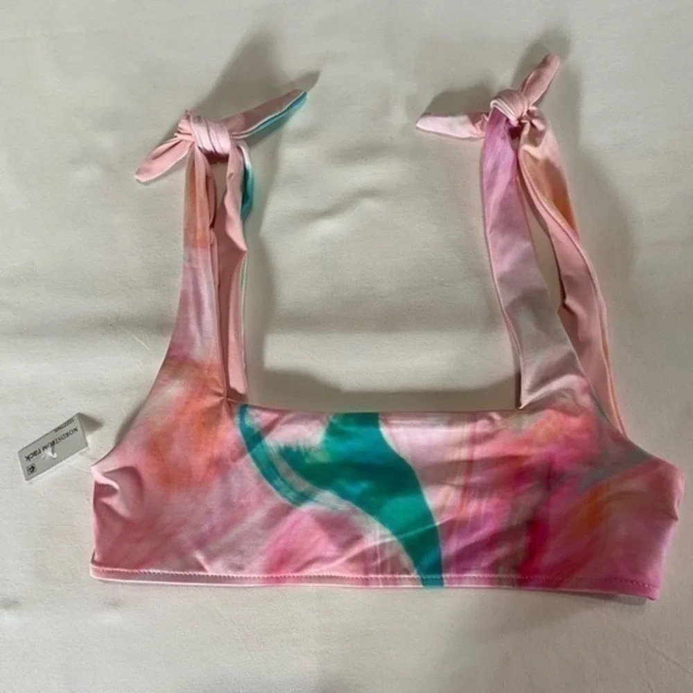 Frankie’s Bikinis Rare Kendall Trippy‎ Multicolor Tie Shoulder Bikini Swim Top S